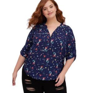 Disney The Little Mermaid Harper Blouse - Georgette Ariel & Flounder Navy